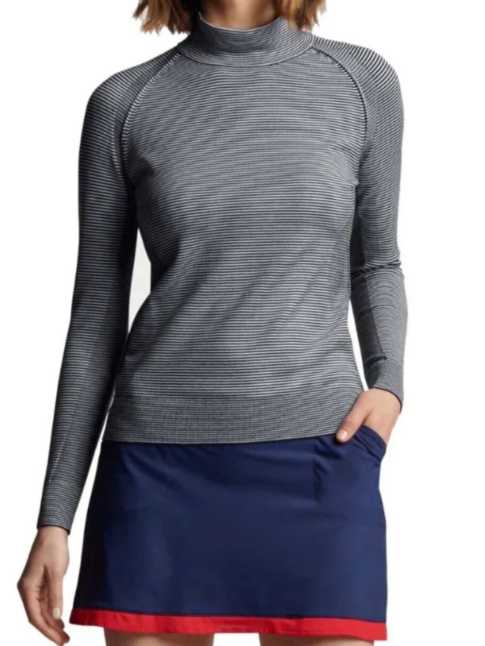 U.S. Open Hepburn Stripe Sport Turtleneck Sweater | Peter Millar | Sz M W's